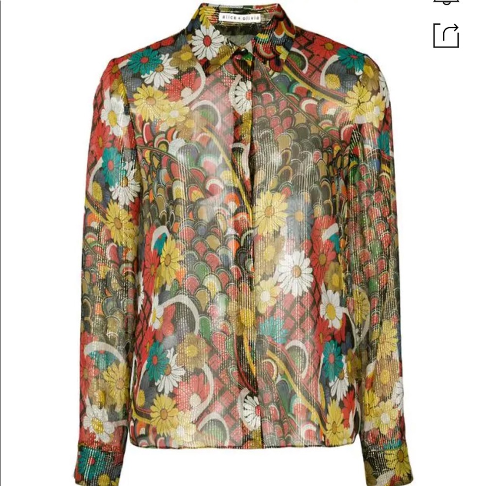 ALICE AND OLIVIA Willa Floral-print Silk Shirt